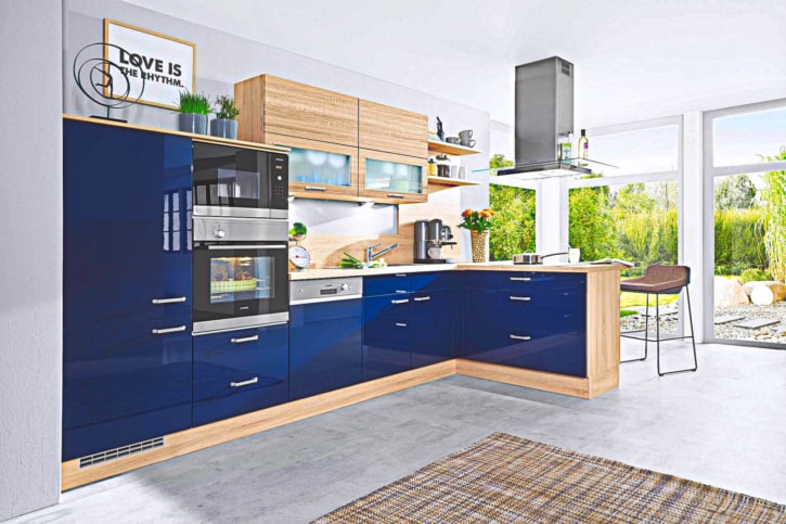 Küchenzeile Blau Lack 1