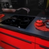 Impuls Küchenzeile Rot Bandstahl Schwarz 13