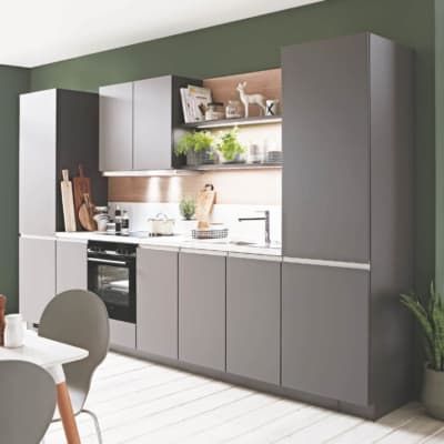 Schiefergraue Küchenzeile mit Carrara Motiv 67